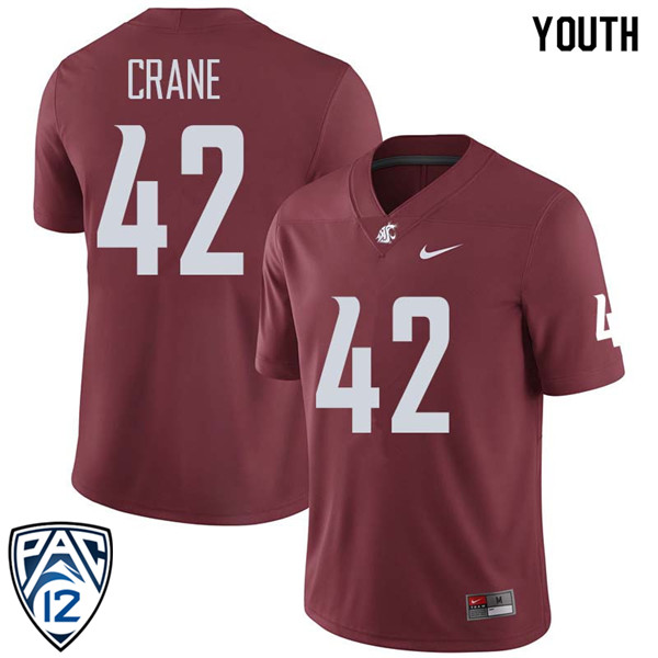 Youth #42 Jack Crane Washington State Cougars College Football Jerseys Sale-Crimson